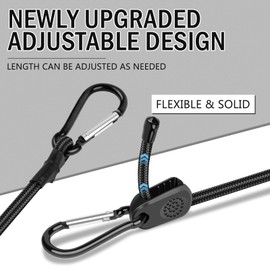 Bungee Cords With Hooks, Adjustable Bungee Cords With Carabiner Clips, Freely Adjustable Length, Heavy Duty Bungee Straps For Camping, Bike, Cargo (90CM/35.5IN-4PCS)