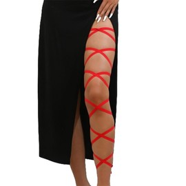 Red Elastic Leg Wraps Rave Sexy Thigh Garter Leg Straps Costume Accessories Women's Exotic Hosiery