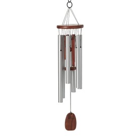 Woodstock Chimes Signature Collection, Singing in The Rain Chime, 25'', Silver Wind Chimes for Outdoor, Patio, Home or Garden Décor (RAIN)