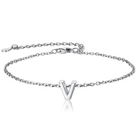 Dainty Silver Bracelet V Bracelet Sterling Silver Initial Bracelet Stacked Bracelets
