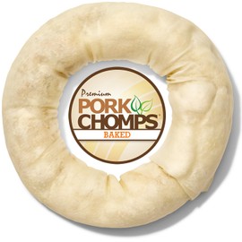 Pork Chomps Baked Pork Skin Dog Chew, 6-inch Bagel, 1 Count
