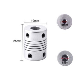 QitinDasen Pack of 5 3D Printer Aluminium Alloy Flexible Shaft Coupling 5 mm to 8 mm, Stepper Motor Shaft Coupling with 2 mm Hex Key