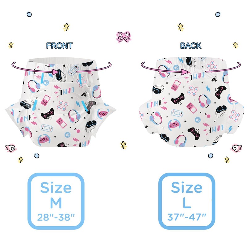 CutiePlusU Adult Diapers 10 Pieces, Game Baby Disposable Incontinence Briefs