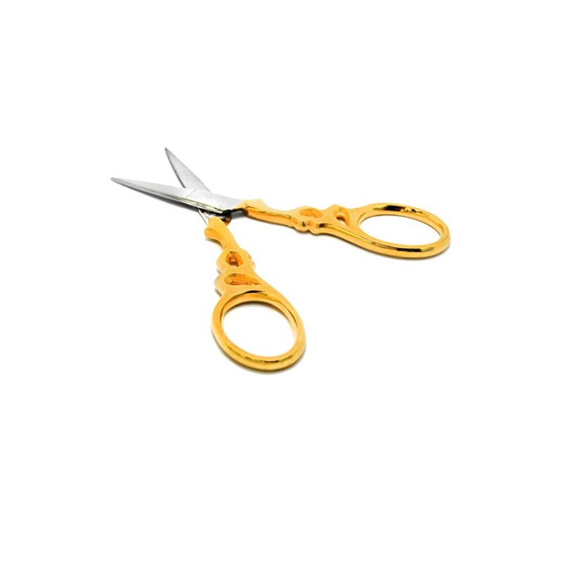 Stainless steel nail and cuticle scissors with golden handle