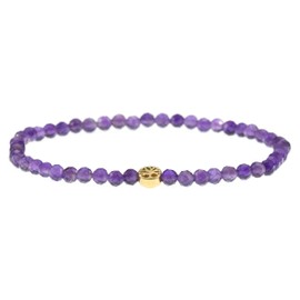 LAKADA Genuine Gemstone Bracelet with Faceted 4 mm Beads and Stainless Steel Tree of Life Healing Stone Protective Stone Bracelet Lucky Charm Talisman Gift, Gemstone, Faceted gemstone