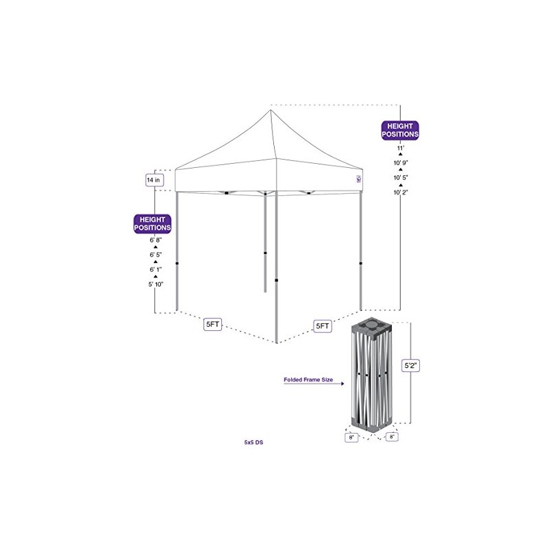 Impact Canopy 5' x 5' Pop-Up Canopy Tent, Lightweight Powder-Coated