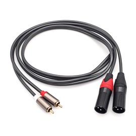 JZK 1.5M Dual RCA to dual XLR unbalanced interconnect cable adapter, 2X RCA male to 2X XLR male HiFi audio cable for speakers, amplifiers, HiFi stereo audio systems
