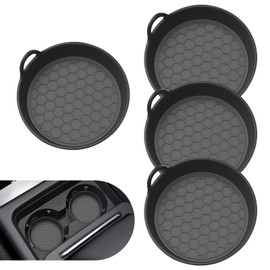 Ferianl 4PCS Car Cup Holder Coaster, 2.75 inch Silicone Non-Slip Insert Water Bottle Holder Pads, Car Interior Accessories Sets, Universal for SUV Sedan Truck and More (Black)