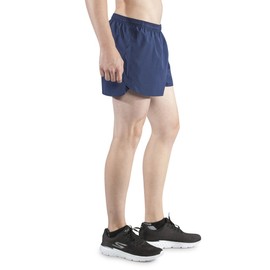 BOA 1206B - Pantalón corto de entrenamiento para hombre (3 pulgadas, media división), Azul marino/flor y brillo, Small