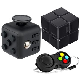 Yeefunjoy 3 pieces anti-stress cube toy, infinity cube, fidget pad controller, decompression toy, killing time fidget toys for children and adults, stress relief for nervousness