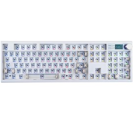 BOYI GMK104 Barebones Keyboard,VIA Programable Gasket Mounted BT5.0/2.4GHz/Type-C Wired 100% Full Size Hot-Swap RGB Custom DIY Mechanical Keyboard Kit with Screen&Knob(White)