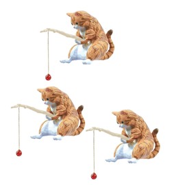 BWESOO 3Pcs Kawaii Resin Cat Ornaments,Miniature Animal Model Creative Decoration,Aquarium Ornament,Vivid Shape DIY Aquarium Cat Fishing Ornament,Home Resin Small Ornaments Gift Aquarium Décor