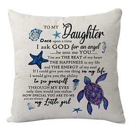 Daughter Gift from Mother Father, Funny Daughter Throw Pillow Cover Pillowcase for Birthday Christmas Graduation Reminder Gift for Women Lady Girls Daughter Cushion Cover from Mom Dad