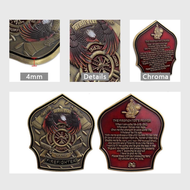 Firefighter Challenge Coin Firemen Prayer Souvenir Gift