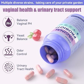 Vaginal Probiotics for Women Female,Promotes Ph Balance,Healthy Vaginal Odor & Flora,Urinary Tract Health with Prebiotics & Lactobacillus Probiotic Bl