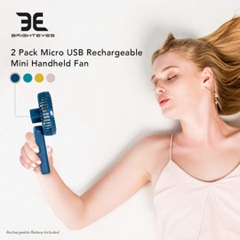 Bright Eyes - Micro USB RECHARGEABLE Mini Handheld Fan with Adjustable Handle (Yellow)