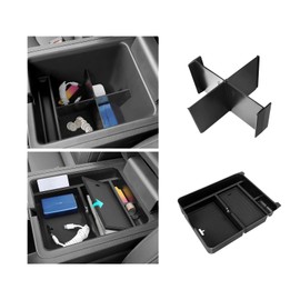 PeakPurit 2PCS Center Console Hidden Box Organizer & Armrest Divider Compatible with Honda 2023 2024 2025 Pilot & 2024 2025 Ridgeline Passport Accessories Insert Armrest Hidden Organizer Tray