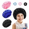 ZKFSIE Silk Bonnet for Sleeping Kids - 3 Pack with 3 Scrunchies | Soft, Adjustable Silk Hair Bonnet for Boys & Girls | Black, Blue, Pink | Ideal for Hair Protection & Comfortable Sleep