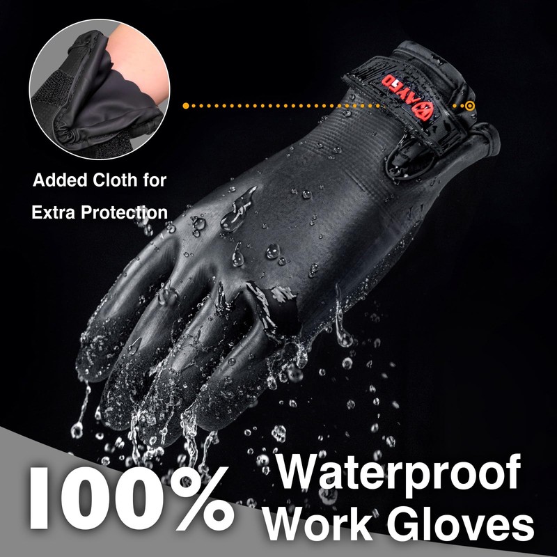 KAYGO Thermal Work Gloves, Waterproof, Lined, Cold-Resistant, Double Latex Coated,