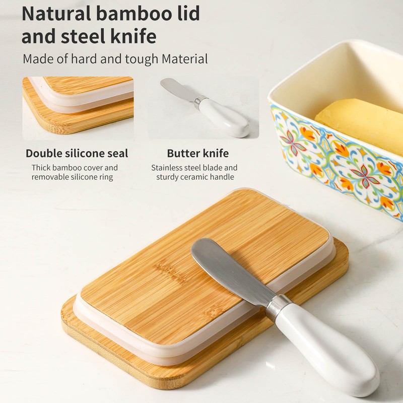 Howise Butter Dish with Lid, Large Butter Dish for Countertop,