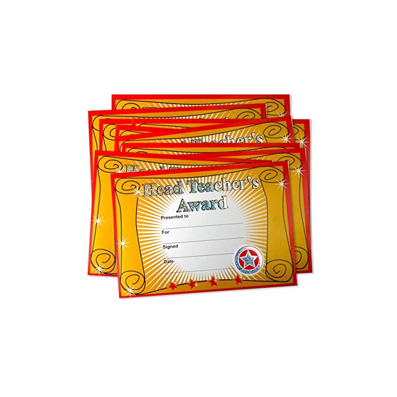 SuperStickers Head Teacher's Award Sparkling School Certificate (A5). Pack of