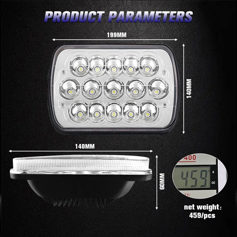 2PCS 7x6 5x7 H6054 LED Headlights High Low Beam Sealed
