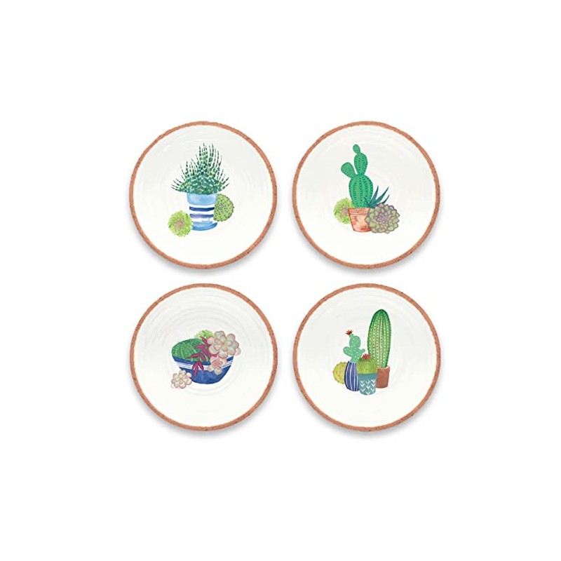 Tarhong PAN1085MSPRS Cactus Pattern Salad Plate Assortment, Set of 4,