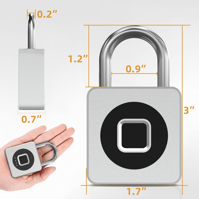 Pothunder Fingerprint Padlock with APP, Keyless Biometric Lock, Smart Waterproof