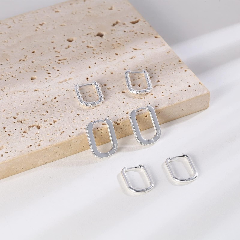 BMMYE Small Square Huggie Hoop Earrings Gold & Silver Dainty