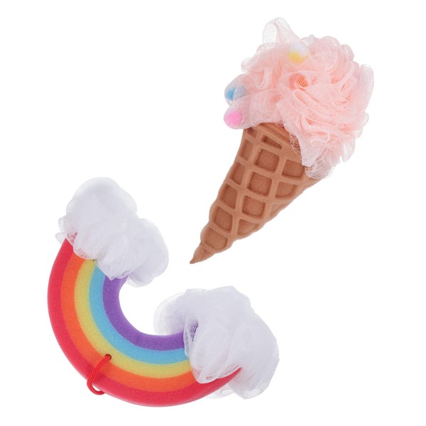 OATIPHO 2Pcs Rainbow Bath Balls Set Adorable Ice Cream Shower