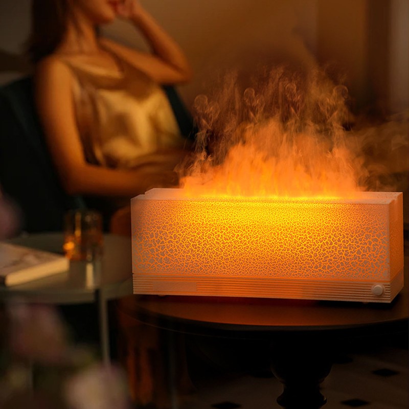 Flame Aroma Diffuser Humidifier Multifunction Alloy Frosted Texture 3 Gears