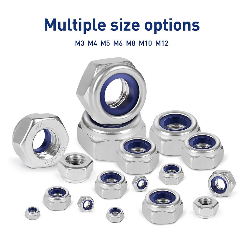 BOUMVID Hexagonal Nuts M3, Pack of 50 Self-Locking Nuts Lock