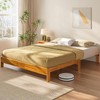 LINSY Wood Bed Frame Full Platform Bed, Retractable Bedframe with
