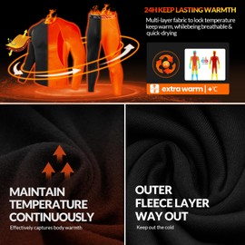 MEETYOO Thermal Underwear for Men 3 Sets Long Johns Fleece Lined Hunting Gear Bottom Top Set Base Layer Cold Weather