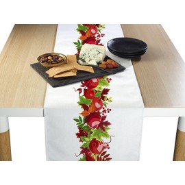 Fabric Textile Products Autumn Apple Harvest Border Table Runner 12"x72"