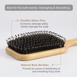 BESTOOL Hair Brush, Boar Bristle Hair Brushes for Women men Kid, Boar & Nylon Bristle Brush for Wet/Dry Hair Smoothing Massaging Detangling, Everyday Brush Enhance Shine & Health