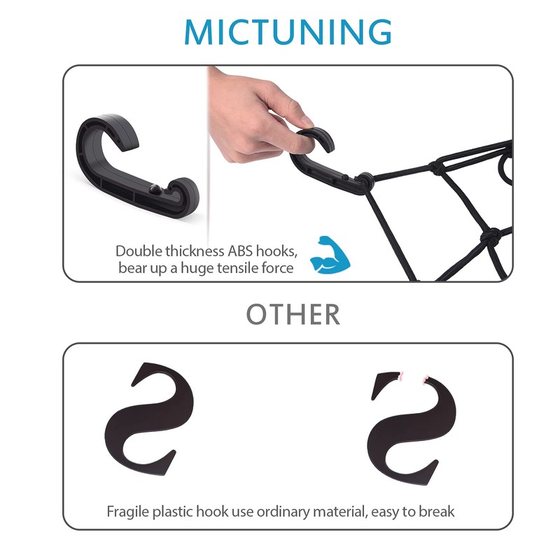 MICTUNING Cargo Nets, 6mm 47" x 36" Heavy Duty Latex