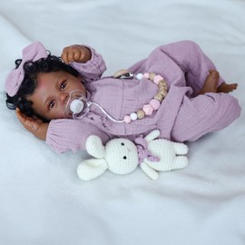 WOOROY Realistic Reborn Baby Dolls Black Girl – 18 Inch African American Newborn Doll, Lifelike Real Life Handcrafted Soft Cloth Body with Accessories Gift Set for Kids Age 3+