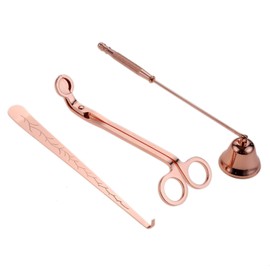 MUXSAM 3Pcs Rose Gold Candle Accessory Set Includes Candle Snuffer, Candle Wick Trimmer & Candle Core Hook - Candle Care Kit -Candle Stainless Tools Pack