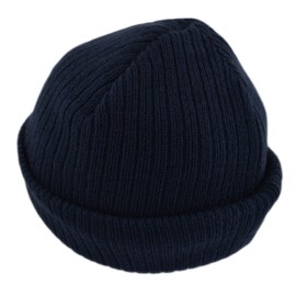 Faith & Sarah Kids Baby Beanie Hat Boy Girl - Fleece Lined - Knitted Baby Cap Navy Blue 0-3 Months