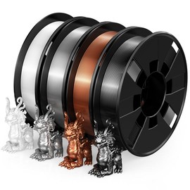 PLA 3D Printer Filament Bundle 200g x 4 Spools Set 1.75mm Dimensional Accuracy +/- 0.02mm for 3D Printers & Pens Printing Supplies, 3dprinter:_Red/Blue/Black/White