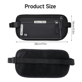 UIHRLM Money Belt, Ultra-Slim Hidden RFID Blocking Travel Money Belt, Anti-Theft Adjustable Waterproof Bumbag Waist Wallet Secure Pouch for Cash Phone Cards Passport for Men Women (Black)