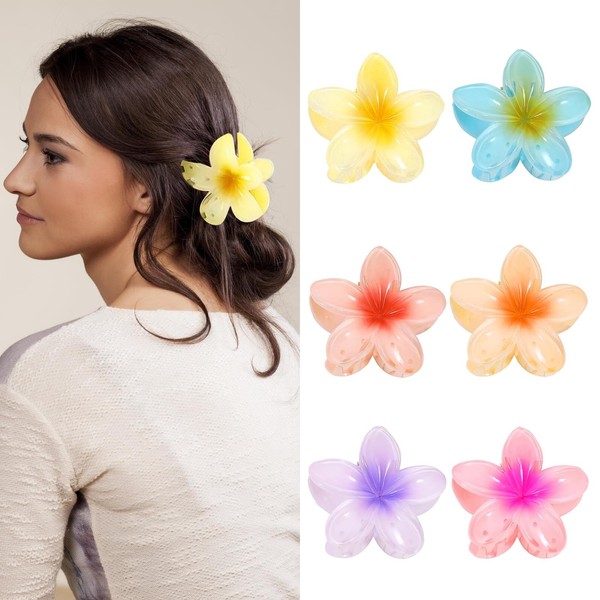 Pack of 6 egg flower hair claw clips, 6 colours, cute flower shaped for women and girls, hair styling accessories, large hair clip for thick hair, hair clips, non-slip hair claw