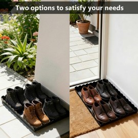 Maxdot 2 Pack Scalloped Iron Boot Tray for Entryway Indoor, Heavy Duty Shoe Mat 19.7" x 15.8" Waterproof Shoes Trays for Front Door Outdoor Multipurpose Mats for Boots, Pets, Plants