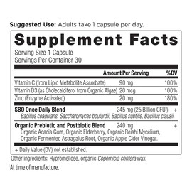 Ancient Nutrition Probiotics for Immune Support, SBO Once Daily Probiotics with Vitamin C and Vitamin D, 30Ct for Healthy Digestion and Immune System Function Support, 25 Billion CFUs*