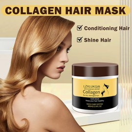 LZXLUKGIR Collagen Mask for Hair,Keratin Hair Mask for Damaged Hair,13.4 oz 400ml,Deep Conditioning Hair mask Essence,Moisturizing Mascarilla Para el Cabello,Keratina Para Alisar el Pelo