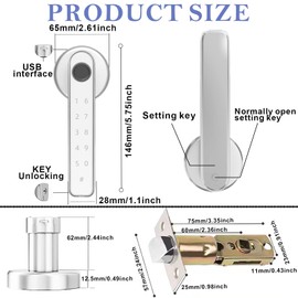 WAH LIN PARTS Fingerprint Smart Door Lock 5 in 1, Keyless Entry Door Knob with APP/IC Card/Fingerprint/Keys, 50 Fingerprints/100 Codes, Biometric Door Lock for Front Door Bedroom Office Hotel(Silver)