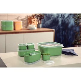 Tramontina 7 Pcs. Sage Green Polypropylene Containers Set with Transparent Lids