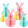 MAMUNU 6 PCS Easter Hanging Decorations, Rabbit Honeycomb Ball Pendant