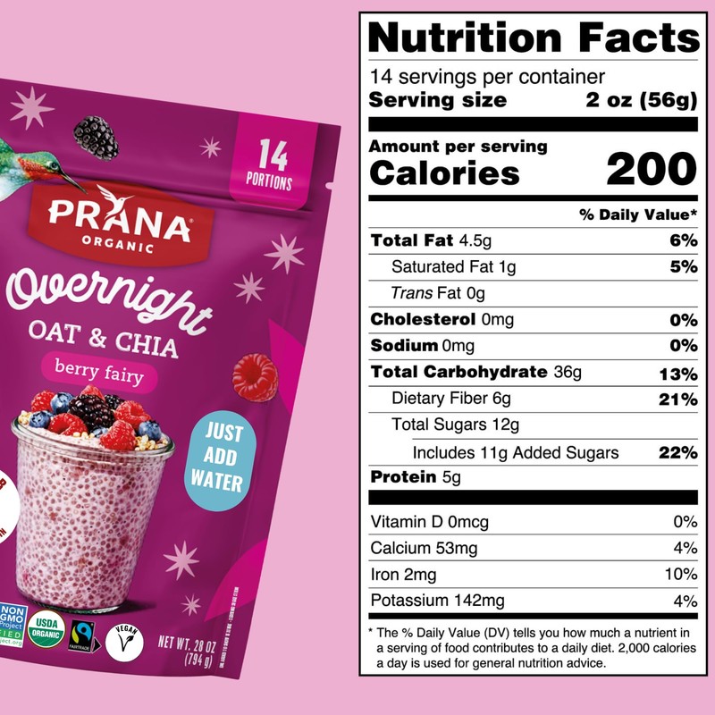 Prana Organic Overnight Chia with Oats Berry Fairy | Rich